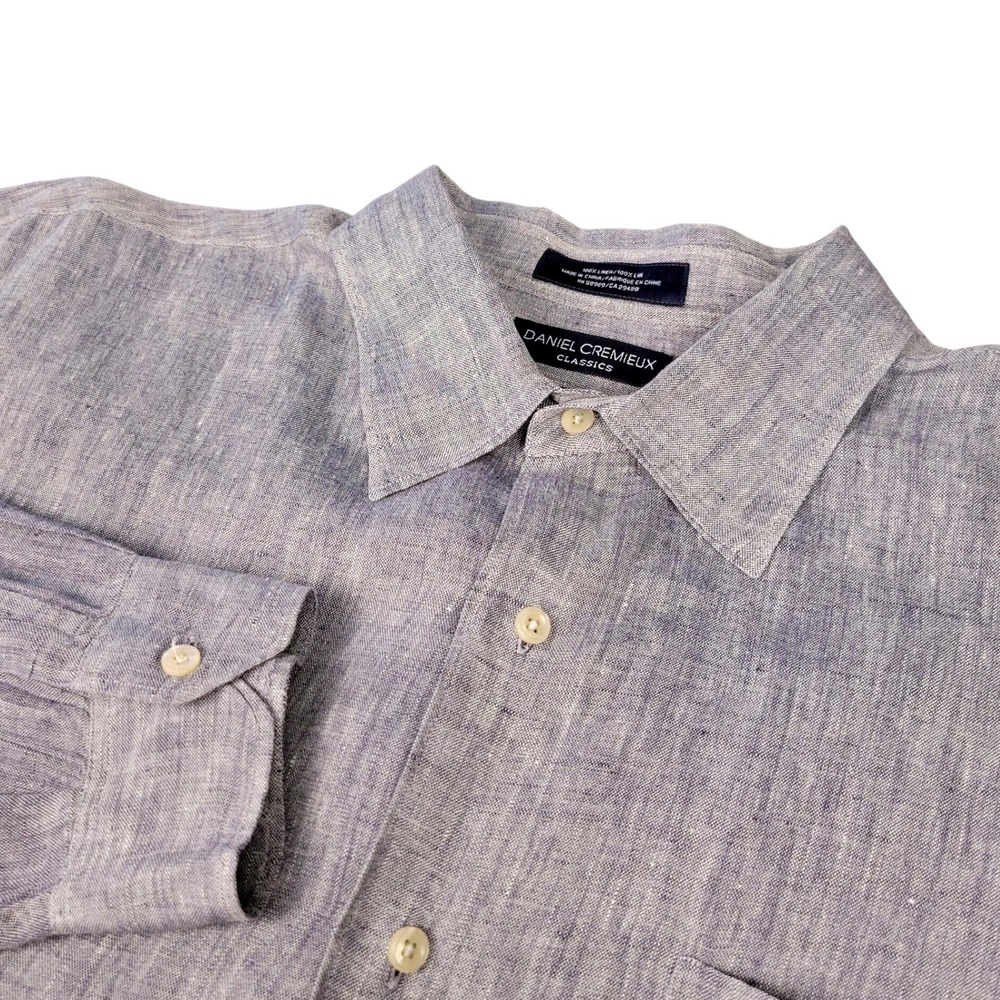 Daniel Cremieux Light Heathered Blue Linen Button-Down Shirt